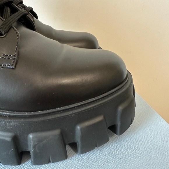 Prada Black Leather & Nylon Monolith Combat Boots w Detachable Mini Bags & Box - Picture 13 of 17